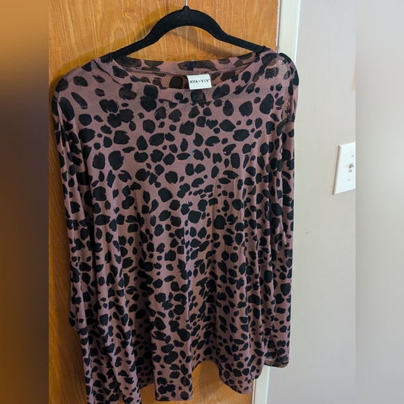 Target Ava & Viv Sheer Cheetah Top Plus Size 2X - Picture 1 of 7